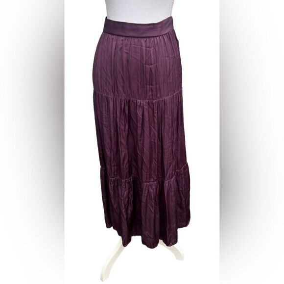 Revolve Nation Ltd purple Alba Black Tiered Pull On Skirt, Size Small - Picture 1 of 6